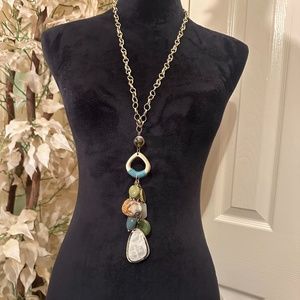 Aris by Treska Long Statement Necklace with Chain NWT